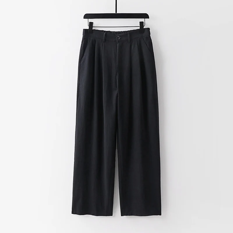 Damen weite Hose mit hoher Taille und Bundfalten Drune