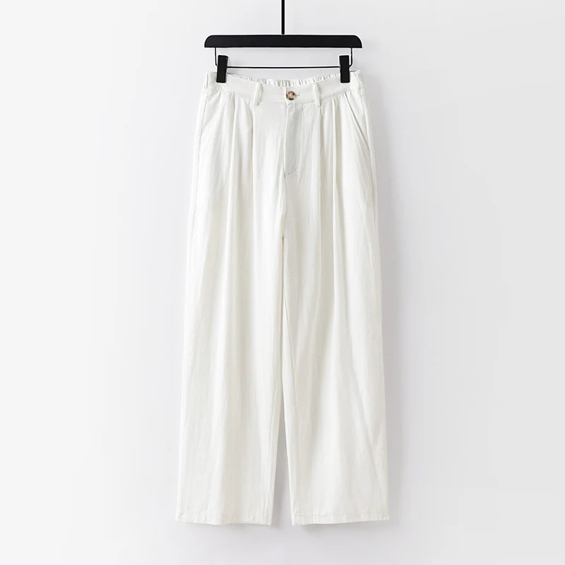 Damen weite Hose mit hoher Taille und Bundfalten Drune