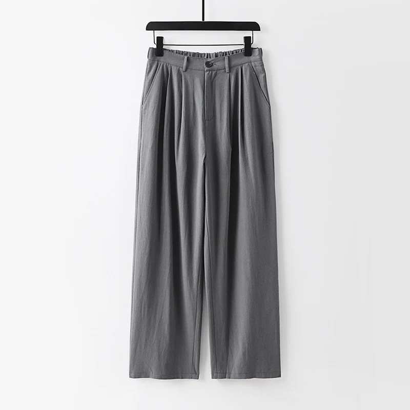 Damen weite Hose mit hoher Taille und Bundfalten Drune