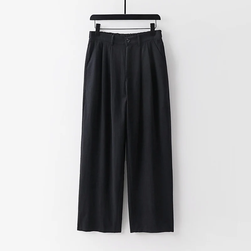 Damen weite Hose mit hoher Taille und Bundfalten Drune
