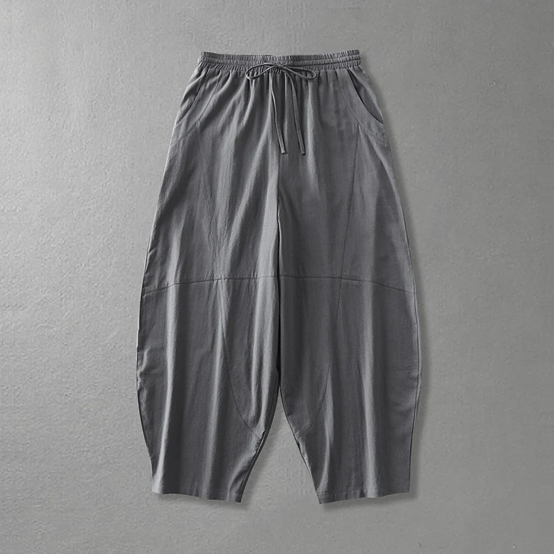 Damen weite Haremshose aus leichtem Satin mit Tunnelzug und seitlichen Taschen Drune