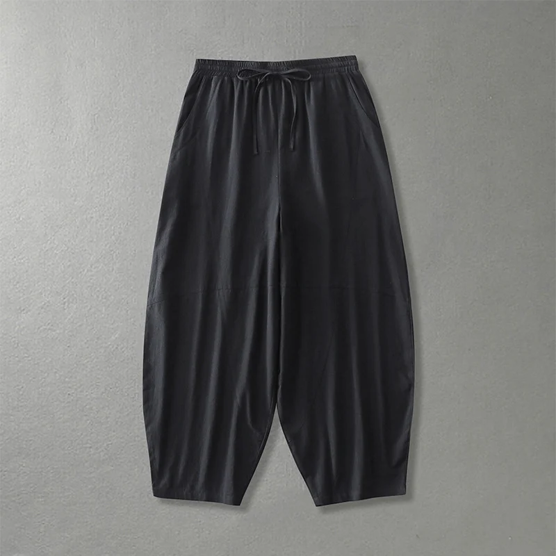 Damen weite Haremshose aus leichtem Satin mit Tunnelzug und seitlichen Taschen Drune