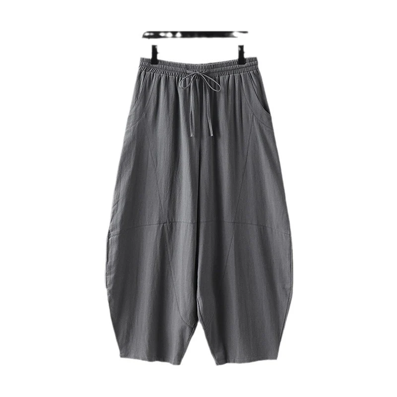 Damen weite Haremshose aus leichtem Satin mit Tunnelzug und seitlichen Taschen Drune