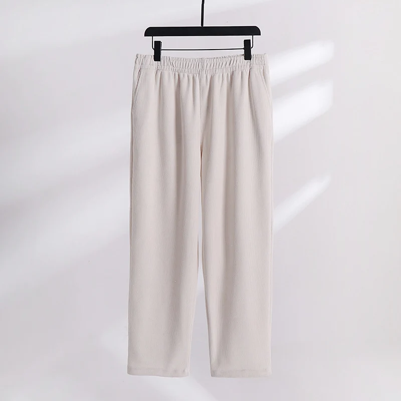Damen Weite Cordhose mit elastischem Bund, Eingrifftaschen und geradem Bein Drune