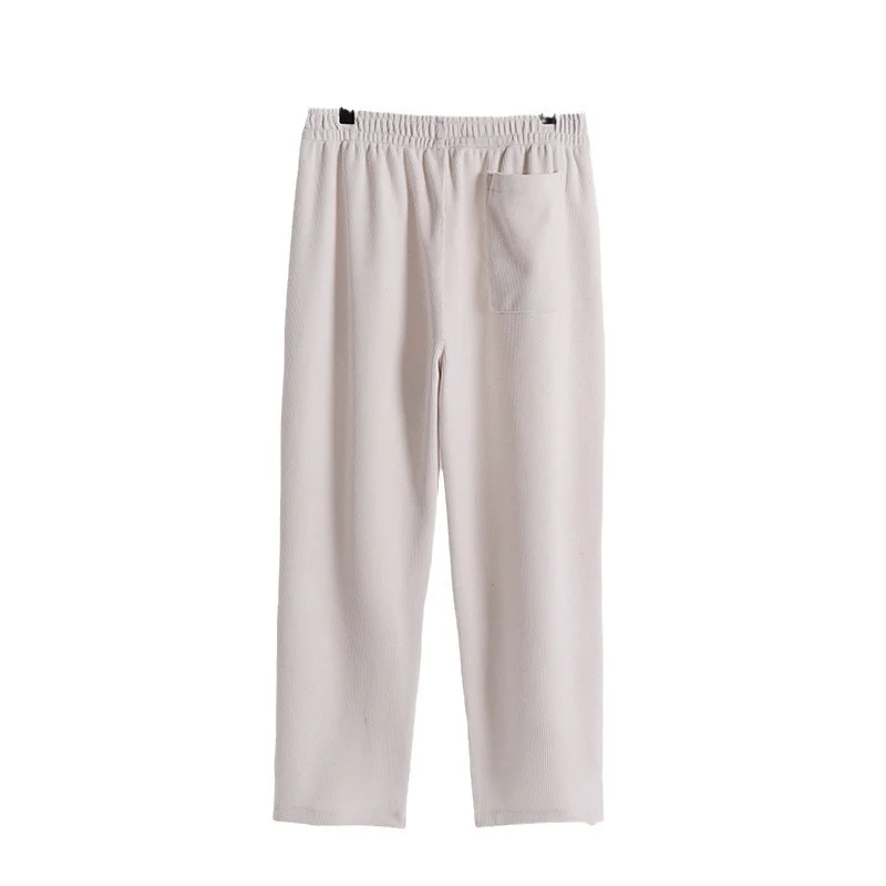 Damen Weite Cordhose mit elastischem Bund, Eingrifftaschen und geradem Bein Drune
