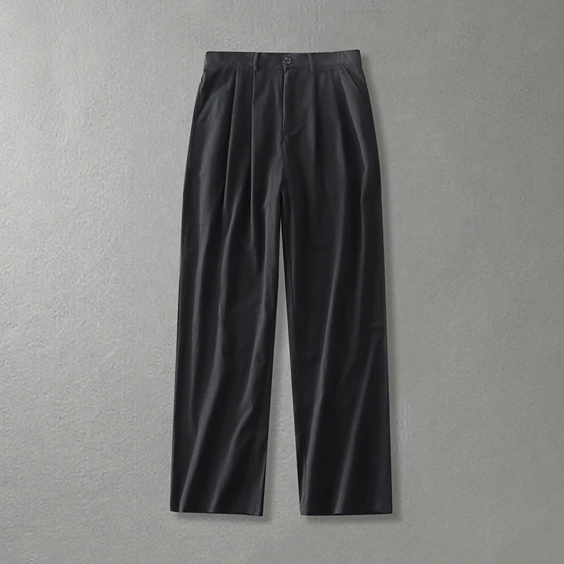 Damen Weite Bundfalten-Hose mit hoher Taille Drune