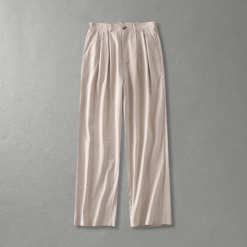 Damen Weite Bundfalten-Hose mit hoher Taille Drune