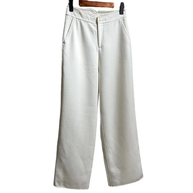 Damen Hochtaillierte Wollmix-Palazzohose mit geradem Fall und verdecktem Hakenverschluss Drune