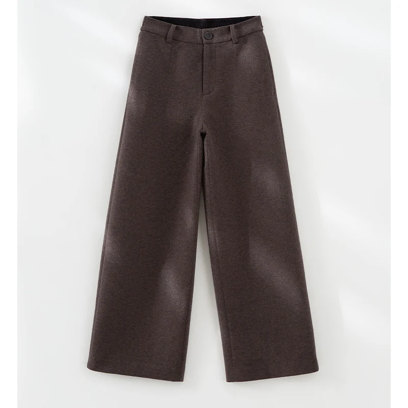 Damen Hochtaillierte Wollmix-Palazzohose mit geradem Bein und elastischem Rückenteil Drune