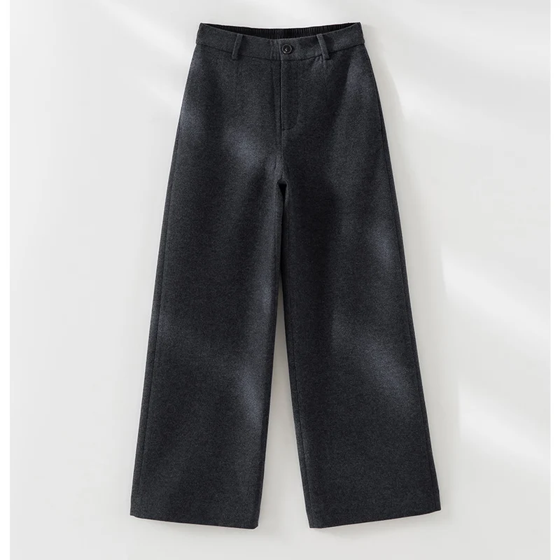Damen Hochtaillierte Wollmix-Palazzohose mit geradem Bein und elastischem Rückenteil Drune