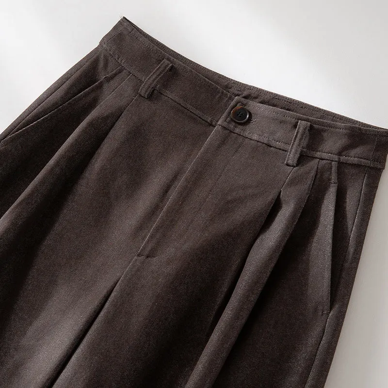 Damen Hochtaillierte weite Culotte-Stoffhose mit Bundfalten Drune