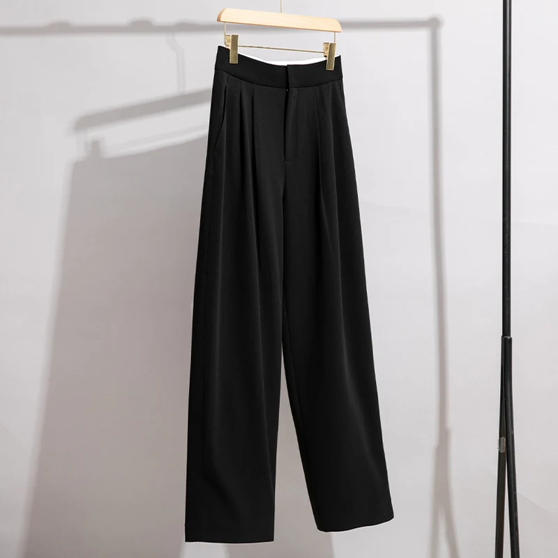 Damen Hochtaillierte Plissee-Bundhose mit weitem Bein Drune