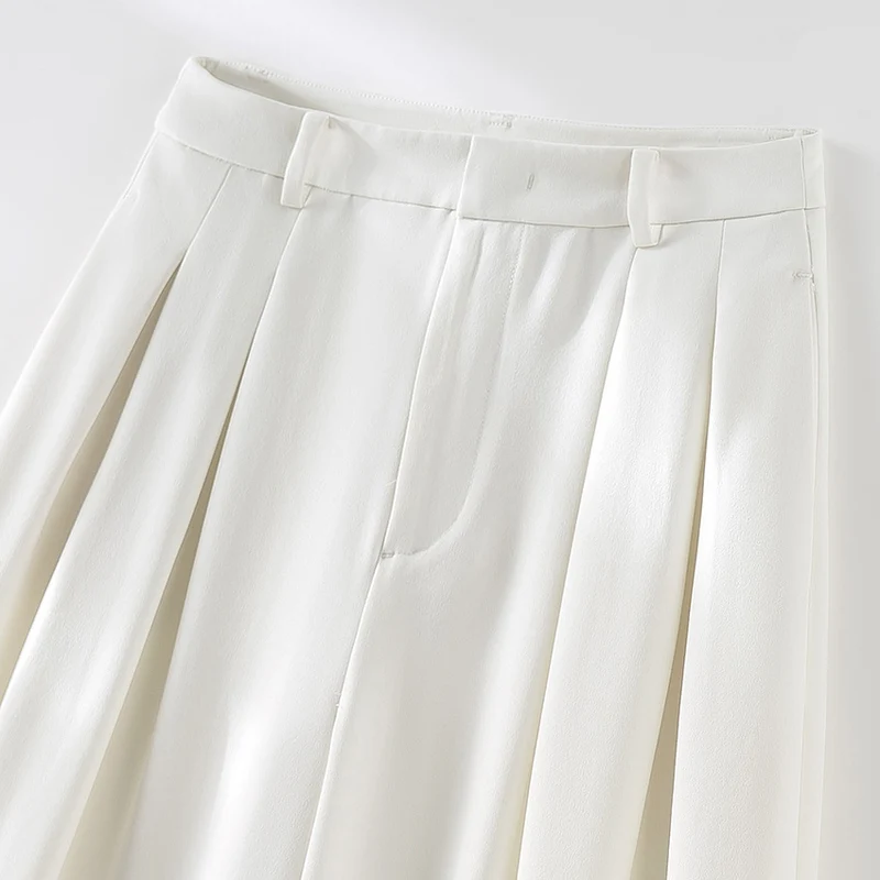 Damen Hochtaillierte Palazzohose mit Kellerfalten und fließender Crêpe-Qualität Drune