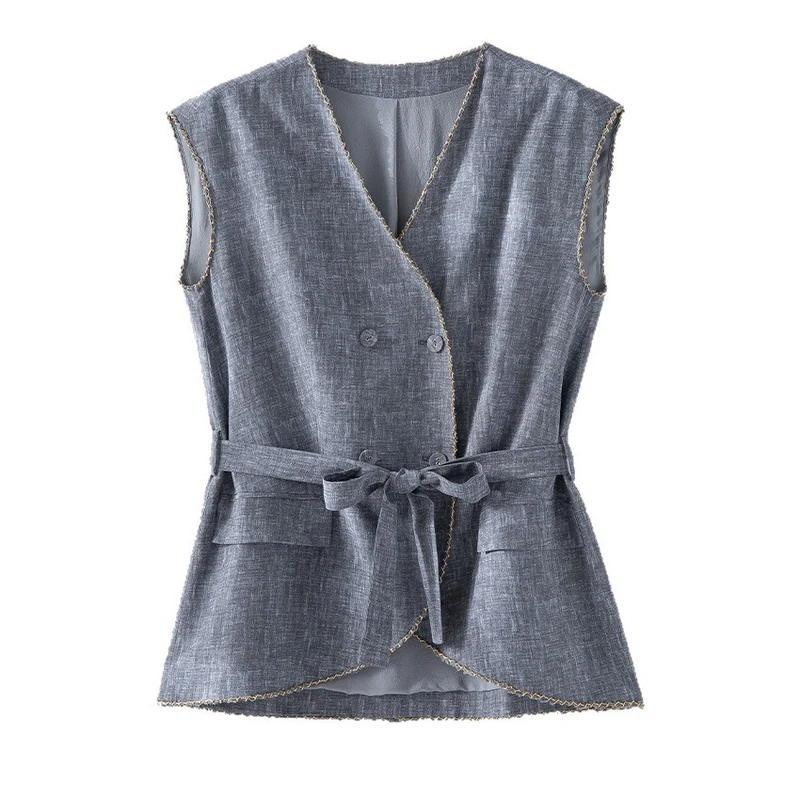 Damen Hochtaillierte Palazzo-Hose aus Leinenmix mit Bundfalten und elastischem Komfortbund Drune