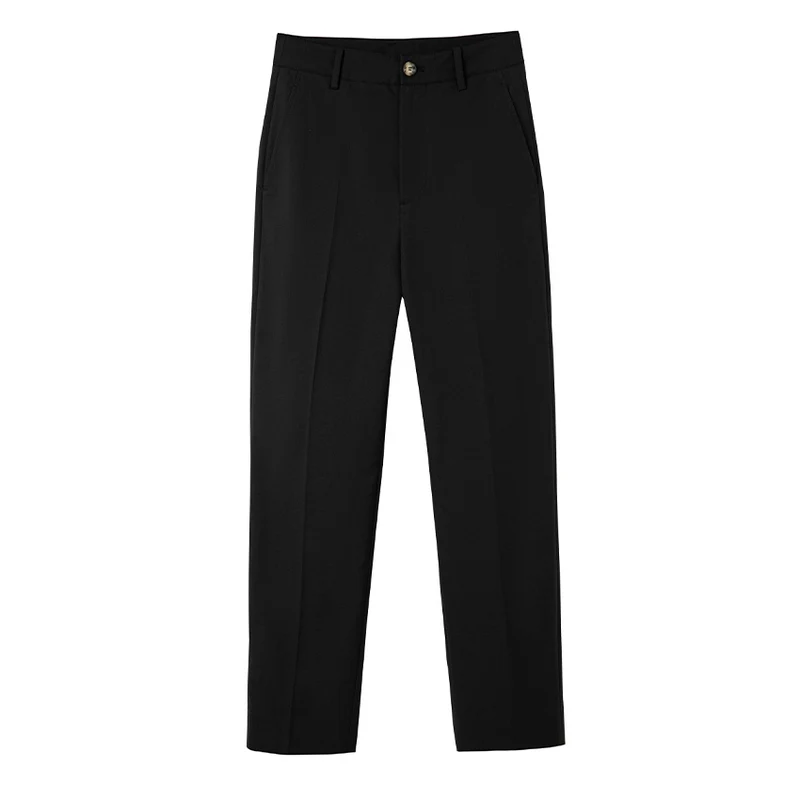 Damen Hochtaillierte gerade geschnittene Chino-Hose mit Bügelfalte Drune