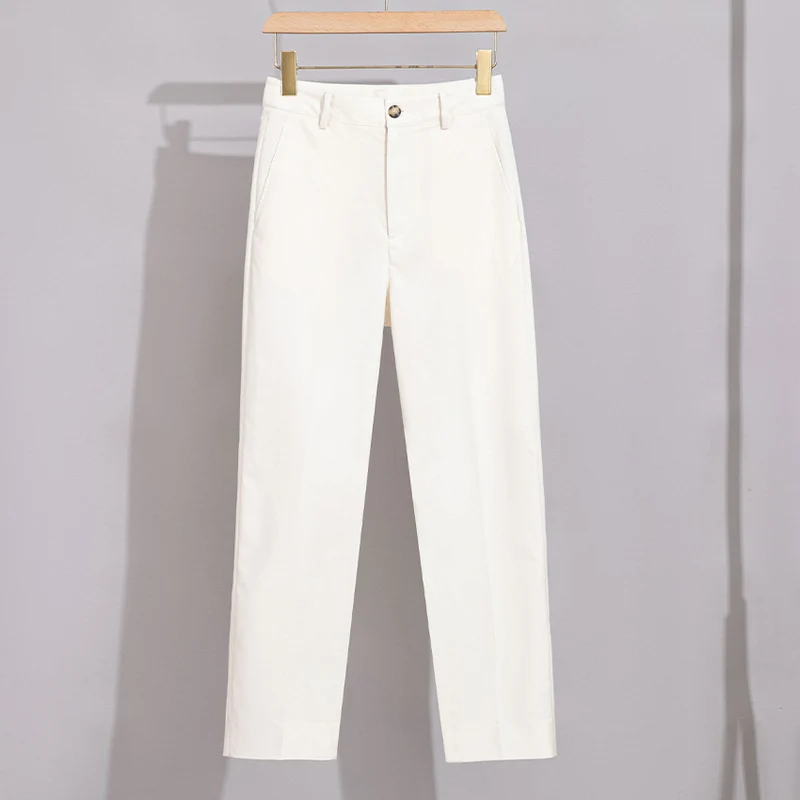 Damen Hochtaillierte gerade geschnittene Chino-Hose mit Bügelfalte Drune