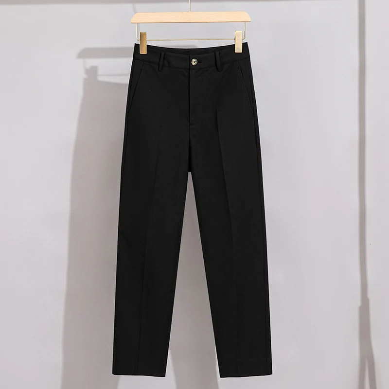 Damen Hochtaillierte gerade geschnittene Chino-Hose mit Bügelfalte Drune