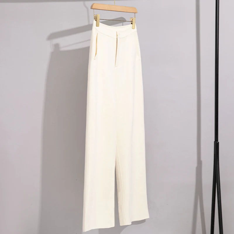 Damen High-Waist Palazzo-Hose mit weitem Bein und schlichter Bundverarbeitung Drune