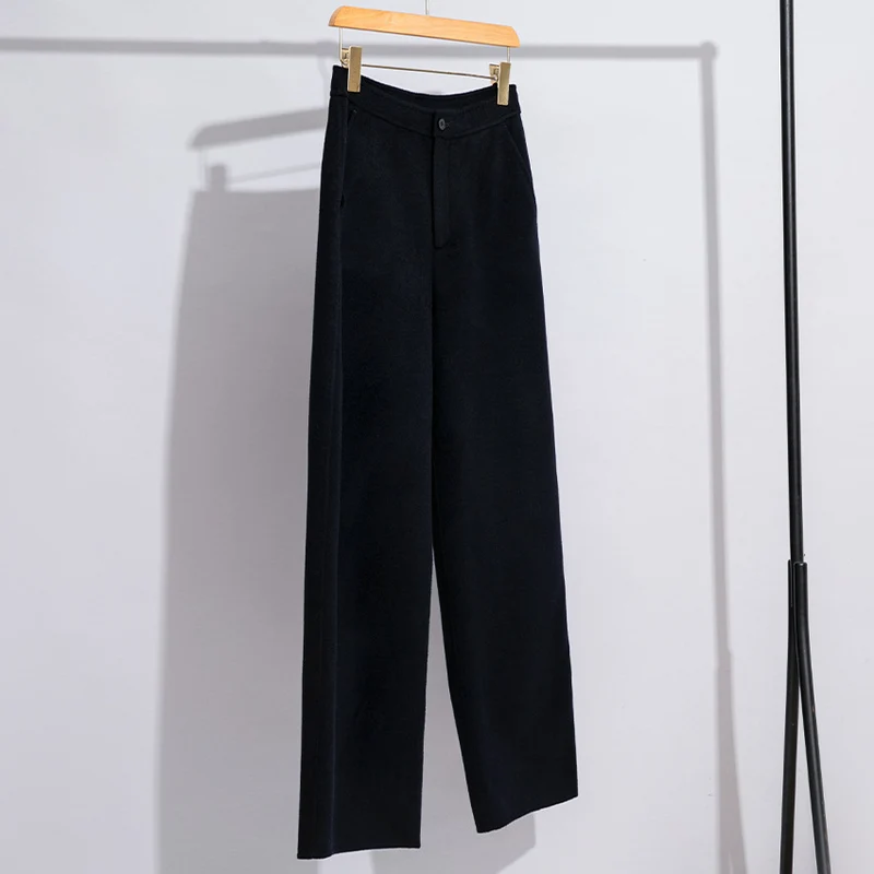 Damen High-Waist Palazzo-Hose mit weitem Bein und schlichter Bundverarbeitung Drune