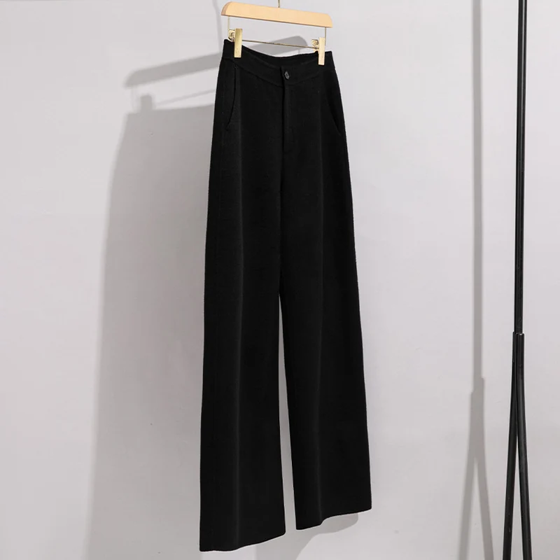 Damen High-Waist Palazzo-Hose mit weitem Bein und schlichter Bundverarbeitung Drune