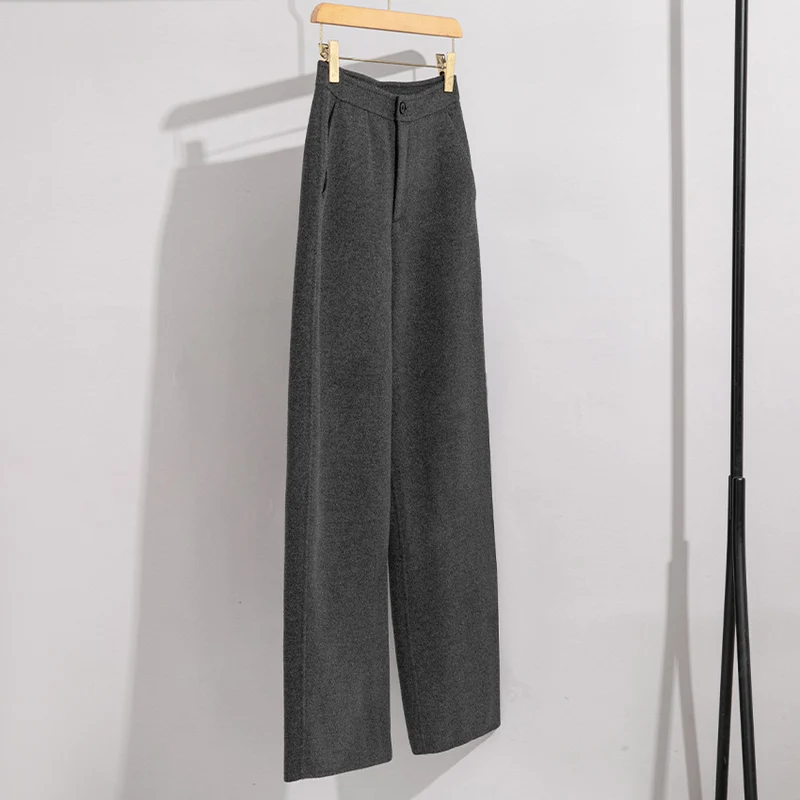 Damen High-Waist Palazzo-Hose mit weitem Bein und schlichter Bundverarbeitung Drune