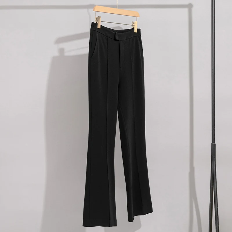Damen High-Waist-Hose mit weitem Schlag und Bügelfalte Drune