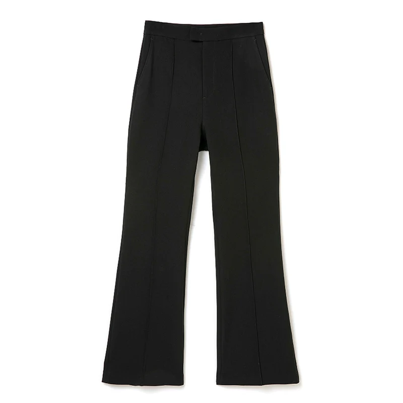 Damen High-Waist-Hose mit weitem Schlag und Bügelfalte Drune