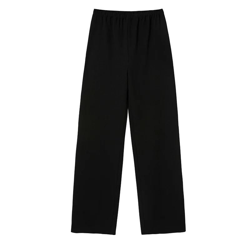 Damen High-Waist Hose mit elastischem Bund, weitem Bein und weich fließender Baumwollmischung Drune