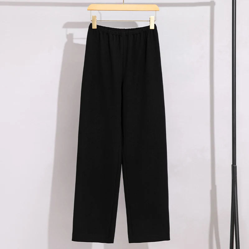 Damen High-Waist Hose mit elastischem Bund, weitem Bein und weich fließender Baumwollmischung Drune
