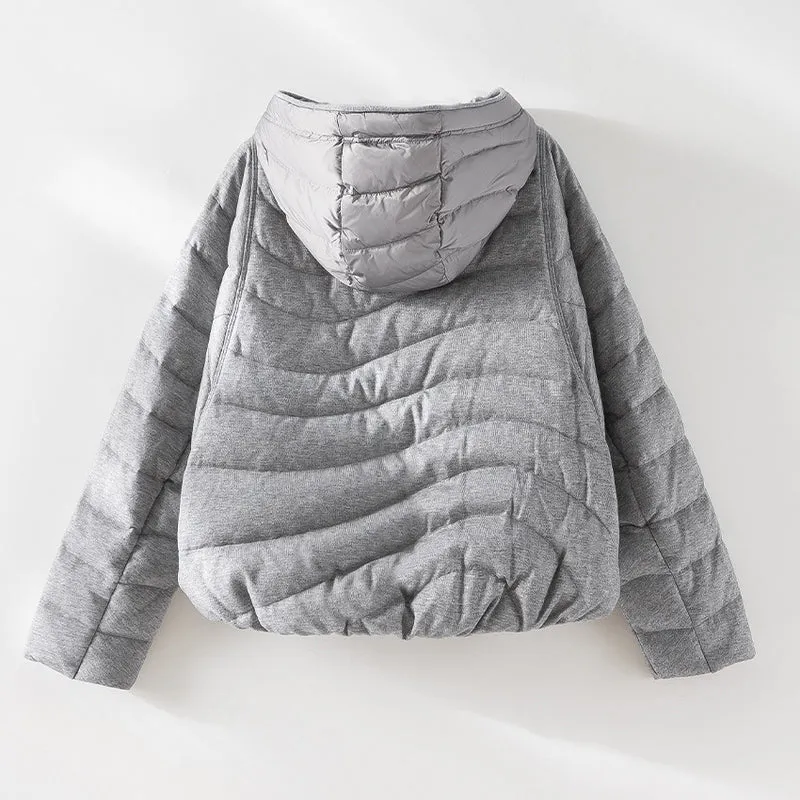 Damen gesteppte Kapuzen-Winterjacke mit tailliertem Gummizug Drune