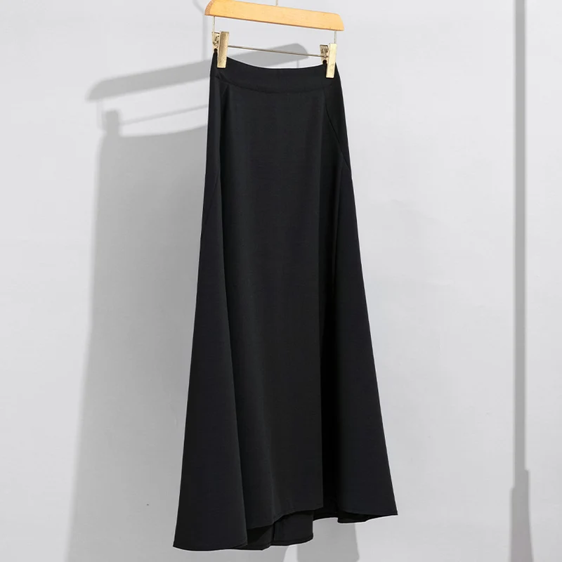 Damen Fließender Maxirock mit hohem Bund, A‑Linie und elegantem Fall Drune