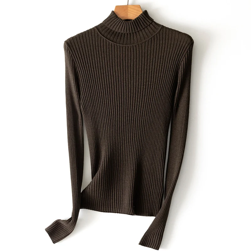 Damen Figurnaher Feiner Rippstrick-Rollkragenpullover mit Stretch-Finish Drune
