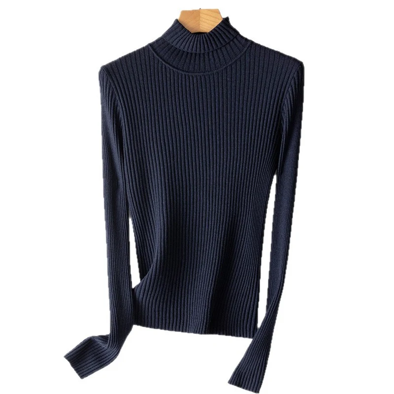 Damen Figurnaher Feiner Rippstrick-Rollkragenpullover mit Stretch-Finish Drune