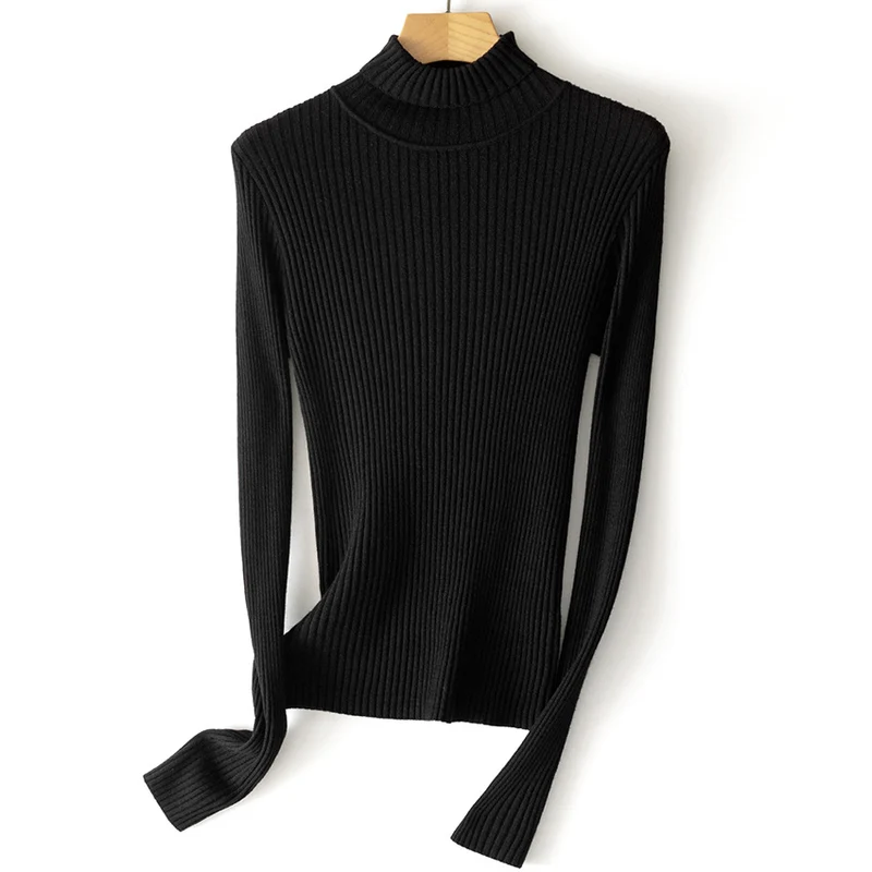 Damen Figurnaher Feiner Rippstrick-Rollkragenpullover mit Stretch-Finish Drune
