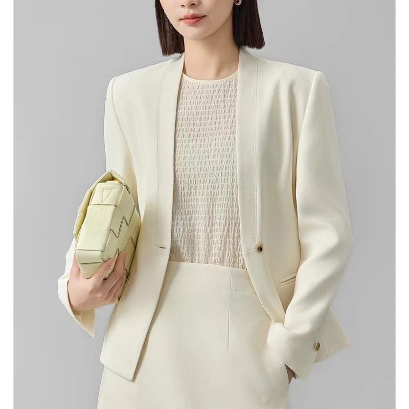 Damen Figurbetonter Ein-Knopf-Blazer mit minimalistischer V-Front und Einschubtaschen Drune