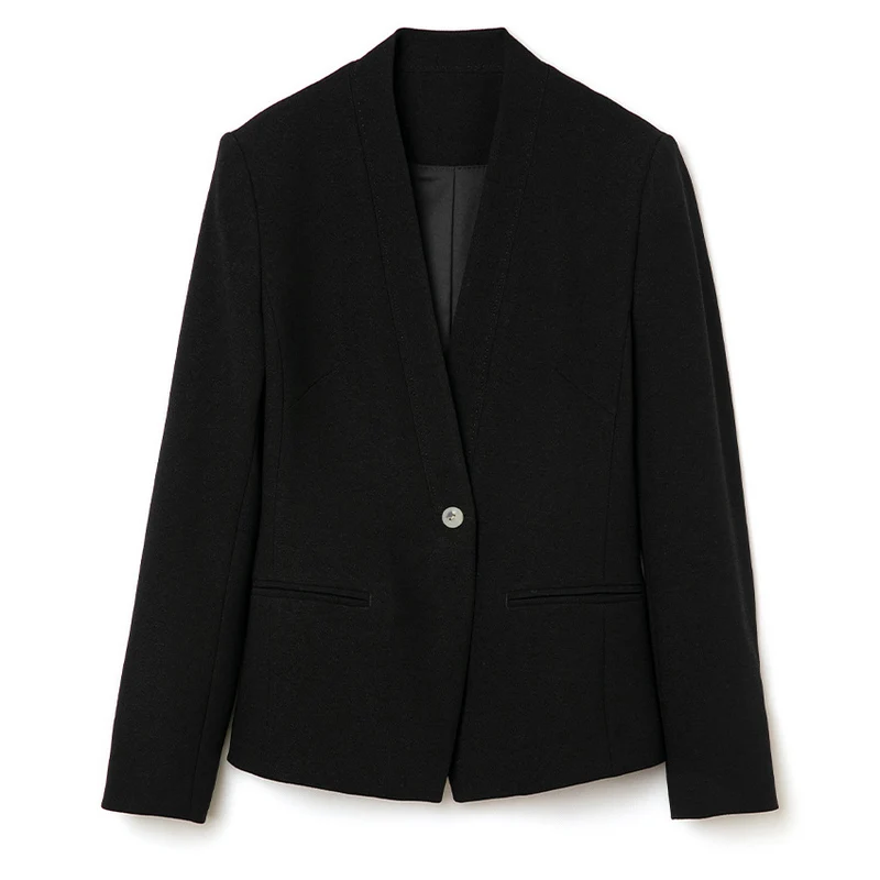 Damen Figurbetonter Ein-Knopf-Blazer mit minimalistischer V-Front und Einschubtaschen Drune