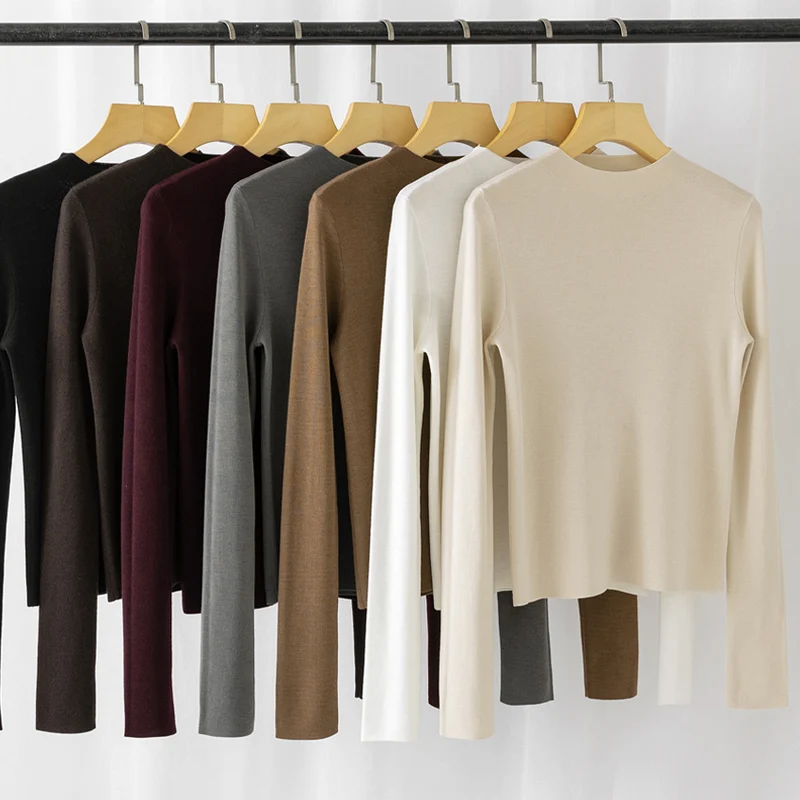 Damen Feinstrick-Pullover mit kurzem Stehkragen und schmaler Silhouette Drune