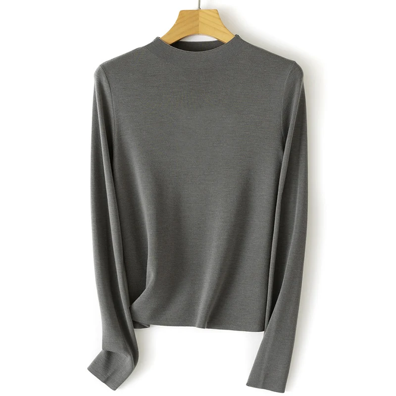 Damen Feinstrick-Pullover mit kurzem Stehkragen und schmaler Silhouette Drune
