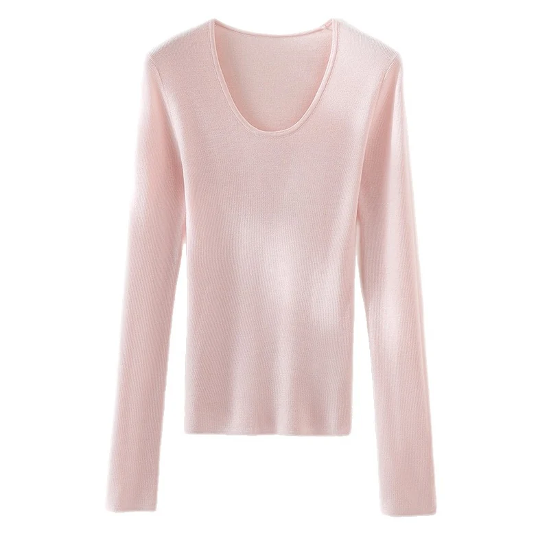 Damen Feinstrick-Langarmshirt mit tiefem U-Boot-Ausschnitt und feiner Rippstruktur Drune