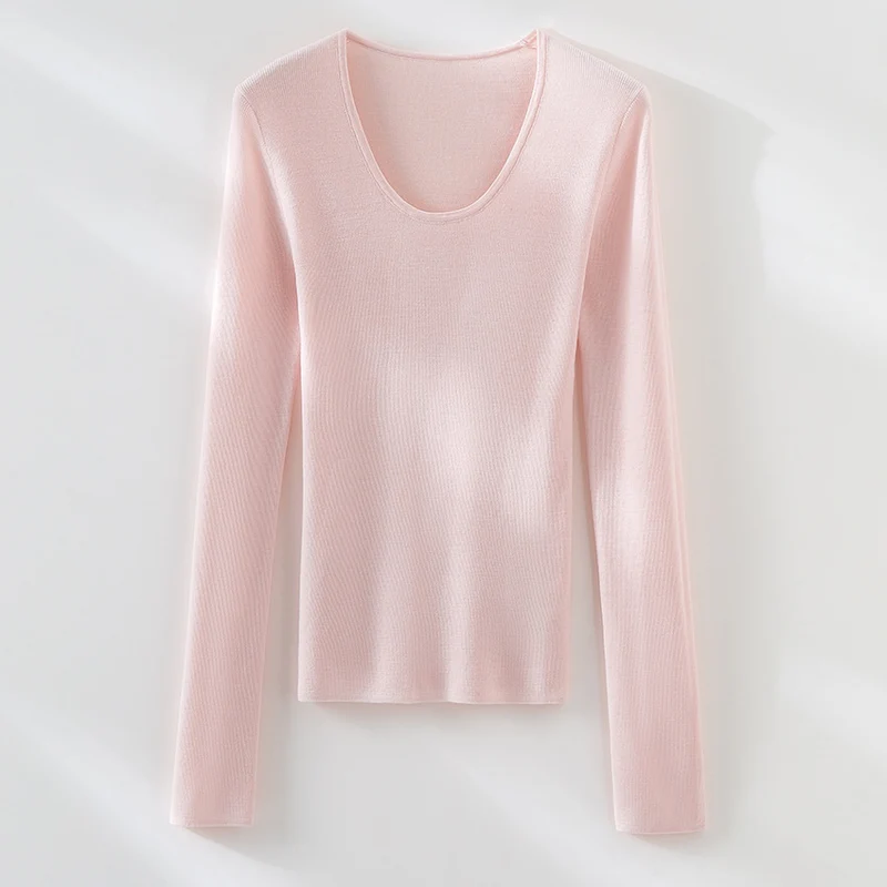 Damen Feinstrick-Langarmshirt mit tiefem U-Boot-Ausschnitt und feiner Rippstruktur Drune