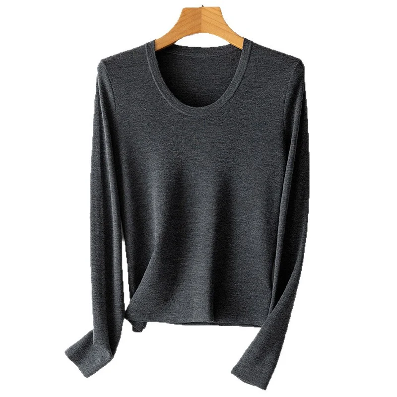 Damen Feinstrick-Langarmshirt mit Rundhalsausschnitt und leichter A-Linie Drune
