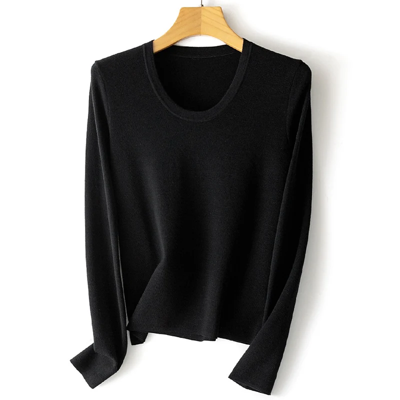 Damen Feinstrick-Langarmshirt mit Rundhalsausschnitt und leichter A-Linie Drune