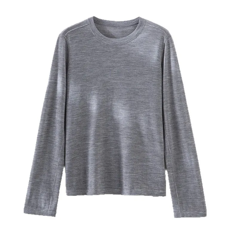 Damen Feines Langarm-Feinstrickshirt mit Rundhalsausschnitt und gerader Silhouette Drune