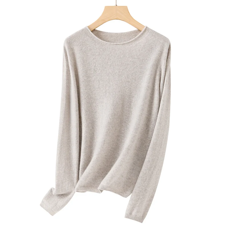 Damen Feiner ultraleichter Rundhalspullover aus Mikrofaser-Feinstrick mit minimalistischer Silhouette Drune