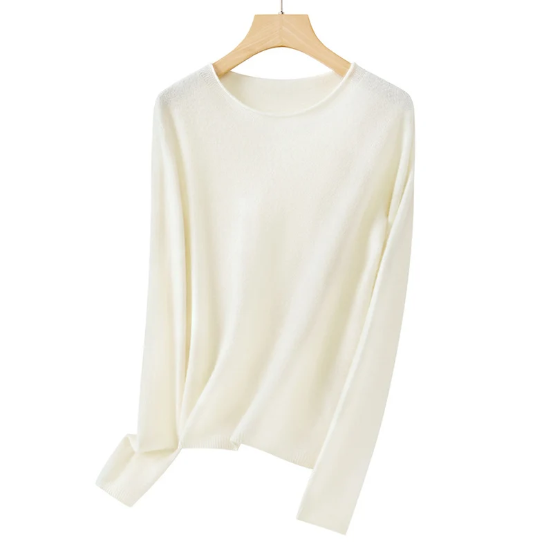 Damen Feiner ultraleichter Rundhalspullover aus Mikrofaser-Feinstrick mit minimalistischer Silhouette Drune