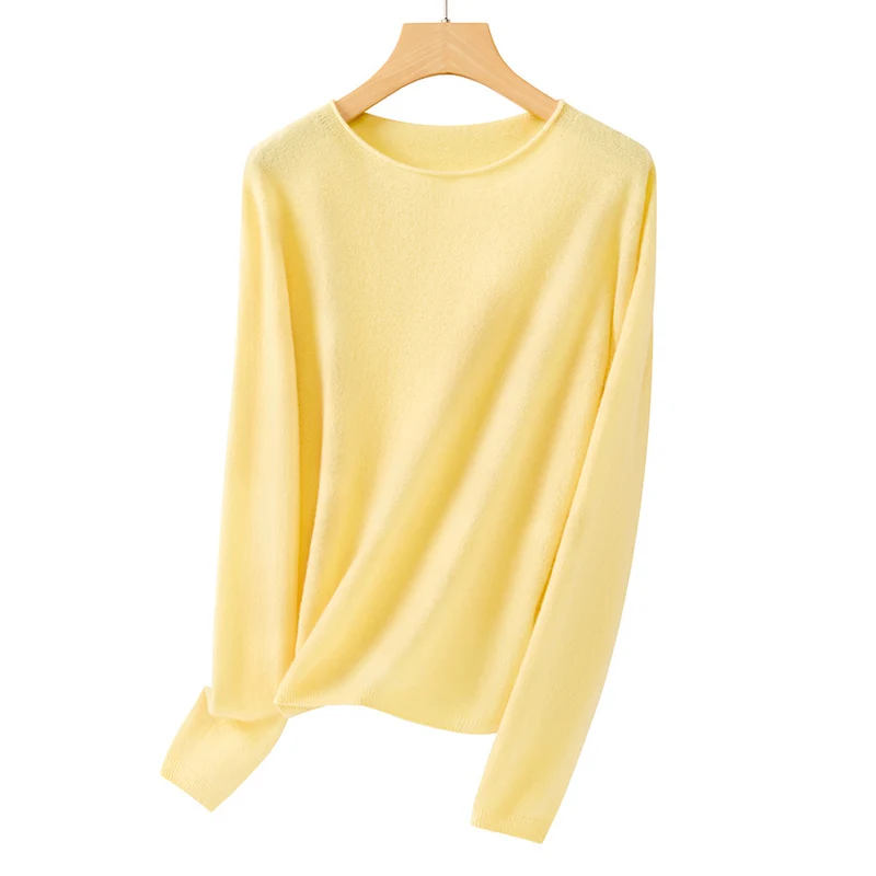 Damen Feiner ultraleichter Rundhalspullover aus Mikrofaser-Feinstrick mit minimalistischer Silhouette Drune