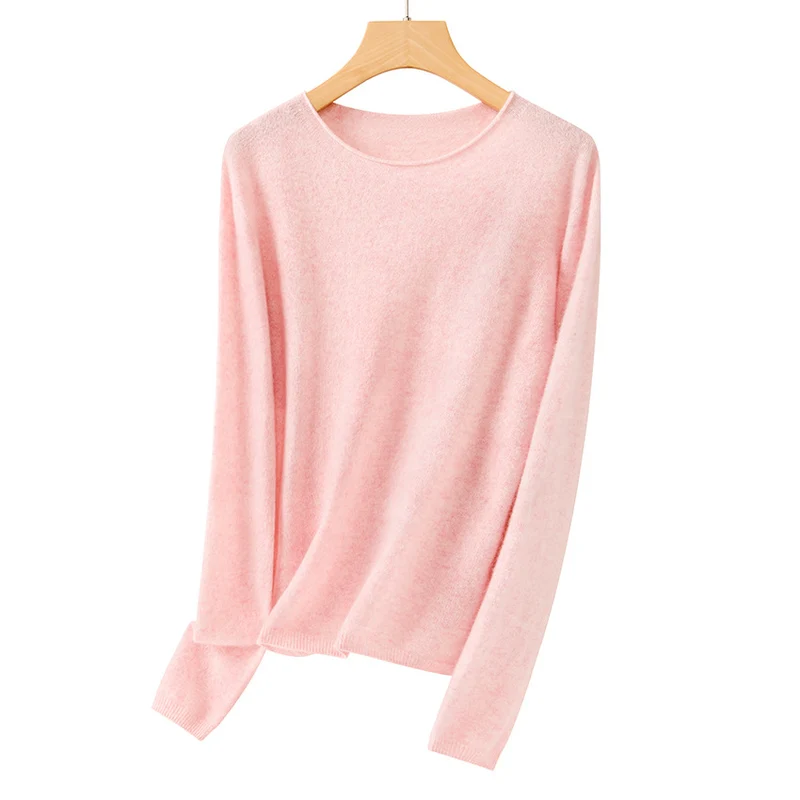 Damen Feiner ultraleichter Rundhalspullover aus Mikrofaser-Feinstrick mit minimalistischer Silhouette Drune
