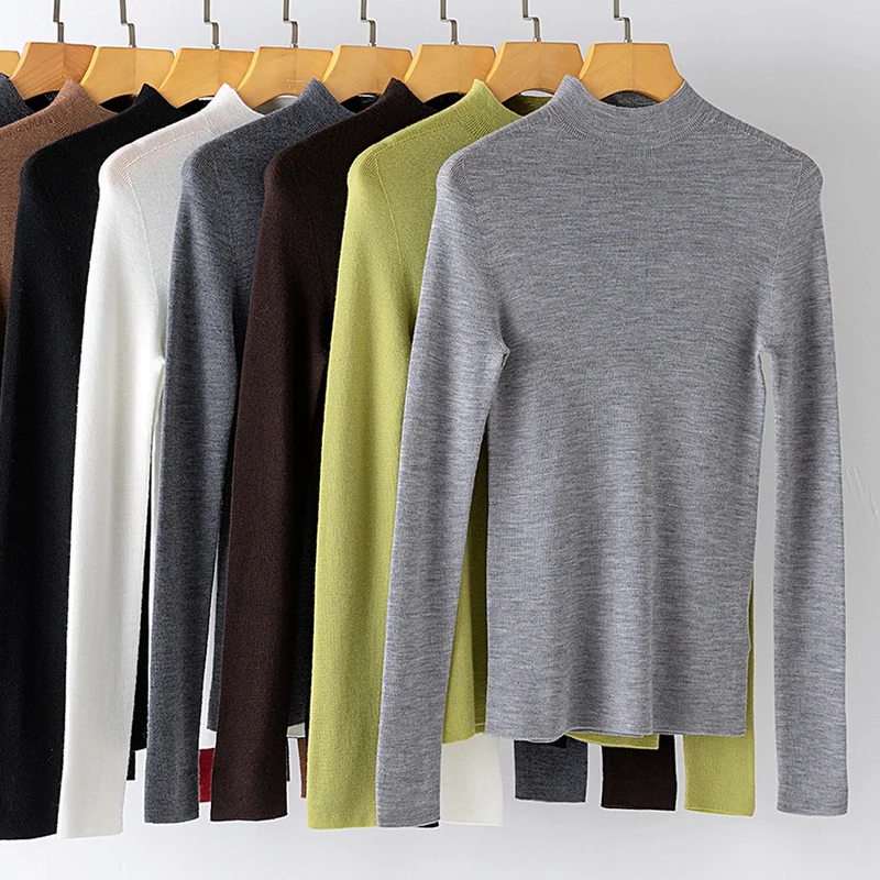 Damen Feiner Stretch-Feinstrickpullover mit halbem Stehkragen und schlanker Silhouette Drune