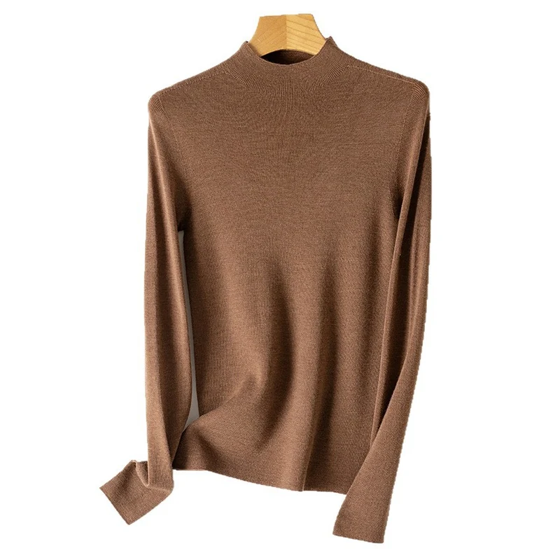 Damen Feiner Stretch-Feinstrickpullover mit halbem Stehkragen und schlanker Silhouette Drune