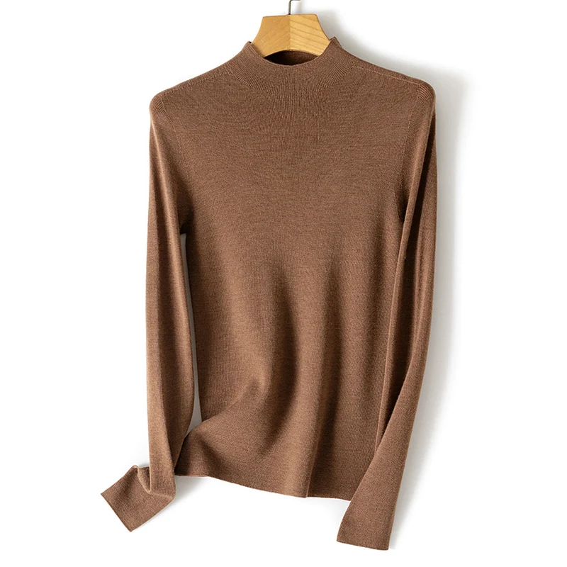 Damen Feiner Stretch-Feinstrickpullover mit halbem Stehkragen und schlanker Silhouette Drune